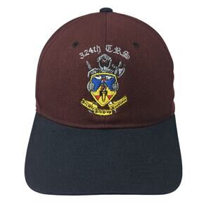 324th ERS Strapback Baseball Cap Red One Size Adjustable Embroidered Kee & Ed